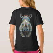 Colorful Rhino Portrait Vibrant Wildlife  Tシャツ (裏面)