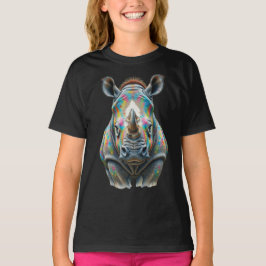 Colorful Rhino Portrait Vibrant Wildlife  Tシャツ
