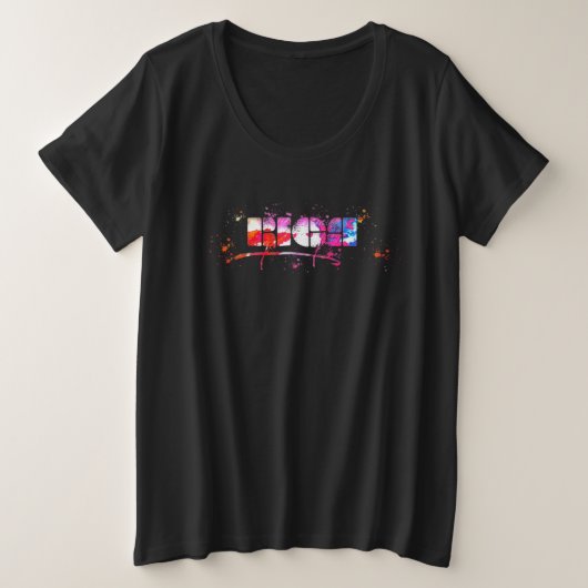 Colorful Riga Lettering  Watercolor Riga プラスサイズTシャツ (デザイン正面)