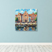 Colorful Riga Waterfront Cityscape Canvas キャンバスプリント (インサイチュ (ウッドフロア))