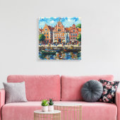 Colorful Riga Waterfront Cityscape Canvas キャンバスプリント (インサイチュ (リビング))