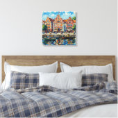 Colorful Riga Waterfront Cityscape Canvas キャンバスプリント (インサイチュ (寝室))