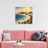 Colorful Rio de Janeiro Beachfront Canvas キャンバスプリント (インサイチュ (リビング))