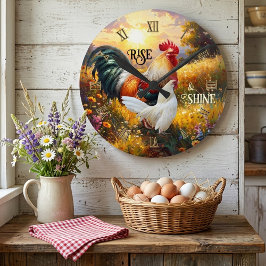 Colorful Rise and Shine Rooster ラウンド壁時計