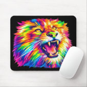 Colorful Roaring Lion Mouse Pad マウスパッド (マウス)