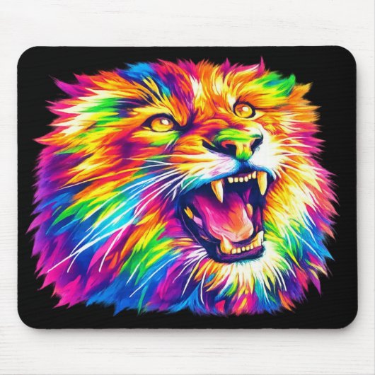 Colorful Roaring Lion Mouse Pad マウスパッド (正面)
