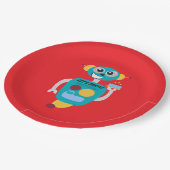 Colorful Robot Boys Birthday  ペーパープレート (アングル)