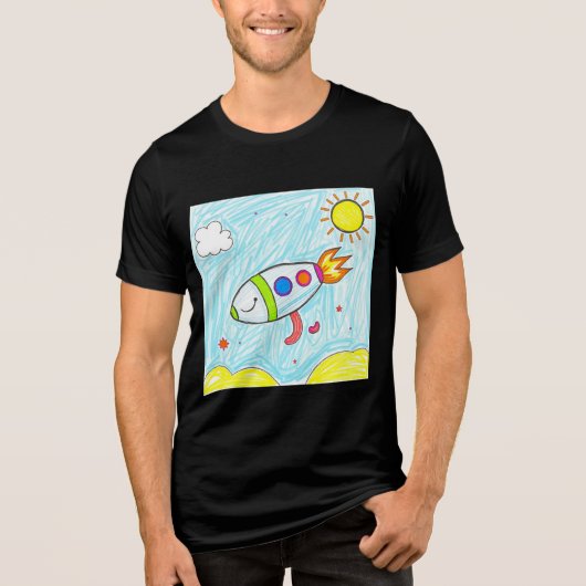 Colorful Rocket Doodle Fun Space Art   トライブレンドＴシャツ (正面)