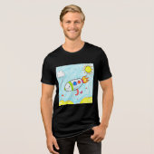 Colorful Rocket Doodle Fun Space Art   トライブレンドＴシャツ (正面全面)