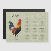 Colorful Rooster 2026 Calendar Magnetic Card (正面/裏面)