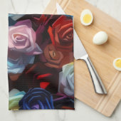 Colorful Roses Artsy Kitchen Towel キッチンタオル (四つ折り)