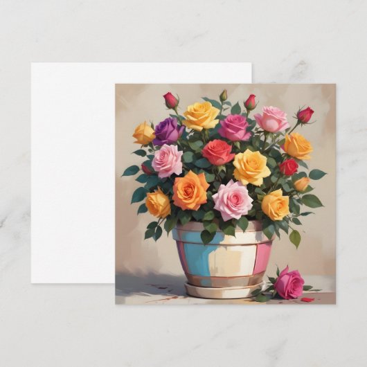 Colorful roses bouquet 招待状 (正面/裏面)