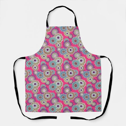 Colorful rustic floral pattern retro  エプロン (正面)