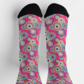 Colorful rustic floral pattern retro  ソックス (上部)