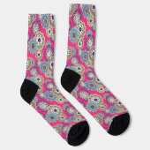 Colorful rustic floral pattern retro  ソックス (右)