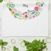 Colorful Rustic Floral Wreath キッチンタオル (折り畳み)