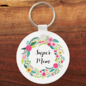 Colorful Rustic Floral Wreath キーホルダー (正面)