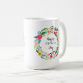 Colorful Rustic Floral Wreath コーヒーマグカップ (正面右)