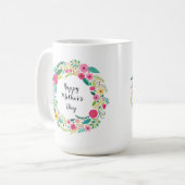 Colorful Rustic Floral Wreath コーヒーマグカップ (正面左)