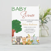 Colorful Safari Animals Baby Shower  招待状 (スタンド正面)