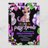 Colorful Safari Cheetah Birthday Invitation 招待状 (正面/裏面)