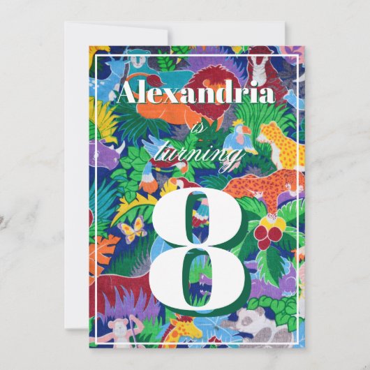 Colorful Safari Theme Birthday Busy 招待状 (正面)