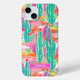 Colorful Saguaro Cacti Personalized iPhone 15 Miniケース