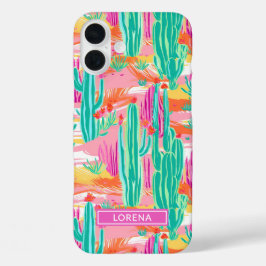 Colorful Saguaro Cacti Personalized iPhone 16 Plusケース