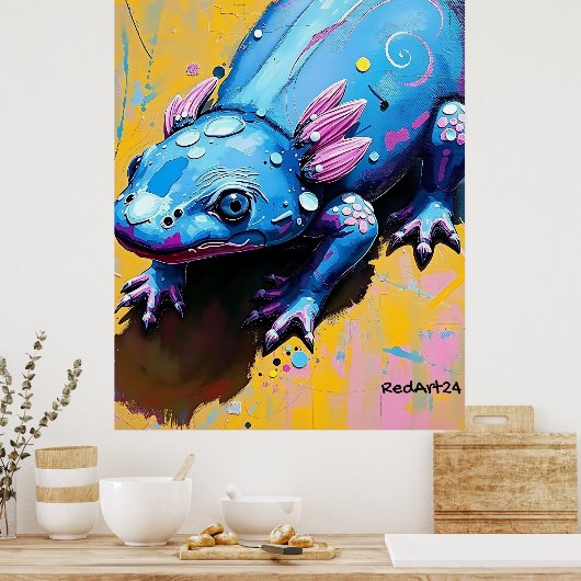 Colorful Salamander Wall Art – Endangered Amphibia ポスター (キッチン)