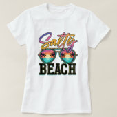 Colorful Salty Beach Sunglasses; Summer Vacation Tシャツ (デザイン正面)