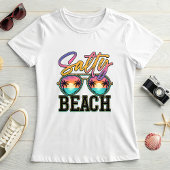 Colorful Salty Beach Sunglasses; Summer Vacation Tシャツ