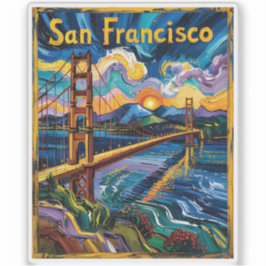Colorful San Francisco California Van Gogh Vintage シール