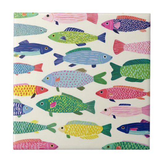 Colorful Sardines Seamless Pattern (1) タイル (正面)