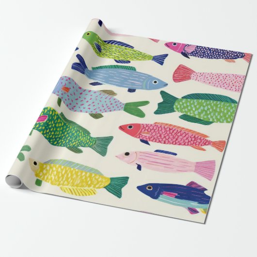 Colorful Sardines Seamless Pattern (1) ラッピングペーパー (アンロールド)