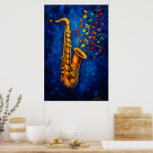 Colorful Saxophone Music Notes ポスター (キッチン)
