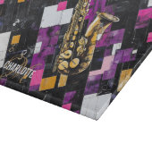 Colorful Saxophone pattern monogram name カッティングボード (角)