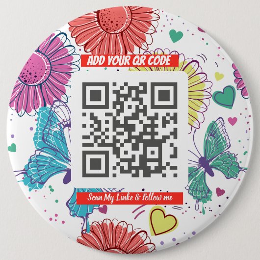 Colorful Scan Me QR 缶バッジ (正面)