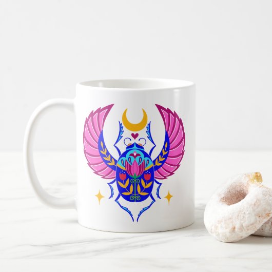 Colorful Scarab folk art coffee mug コーヒーマグカップ (ドーナツ)
