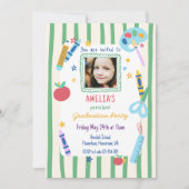 Colorful School Themed Photo Preschool Graduation 招待状 (正面)