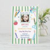 Colorful School Themed Photo Preschool Graduation 招待状 (スタンド正面)