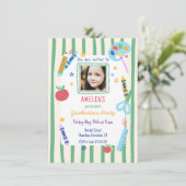 Colorful School Themed Photo Preschool Graduation 招待状 (スタンド正面)