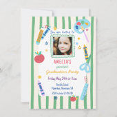 Colorful School Themed Photo Preschool Graduation 招待状 (正面)
