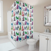 Colorful Scotties Shower Curtain シャワーカーテン (インサイチュ)