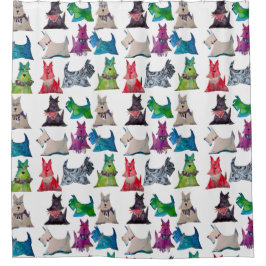 Colorful Scotties Shower Curtain シャワーカーテン