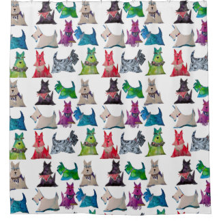 Colorful Scotties Shower Curtain シャワーカーテン