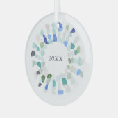 Colorful Sea Glass Christmas Wreath Year ガラスオーナメント (正面左)