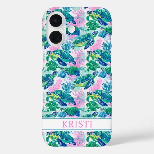 Colorful Sea Turtles Monogrammed Case-Mate iPhoneケース (裏面)