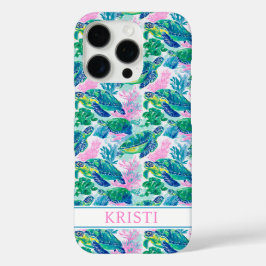 Colorful Sea Turtles Monogrammed  iPhone 16 Proケース