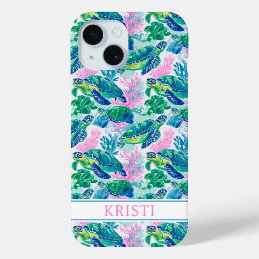 Colorful Sea Turtles Monogrammed Case-Mate iPhoneケース (裏面)