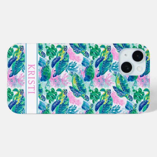 Colorful Sea Turtles Monogrammed Case-Mate iPhoneケース (裏面 (横))